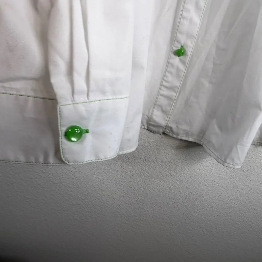 NWT Bob Mackie Wearable Art Top White Sz 1X Button Up Flower Embroidered Sequins - Picture 10 of 16